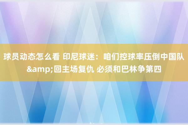 球员动态怎么看 印尼球迷：咱们控球率压倒中国队&回主场复仇 必须和巴林争第四