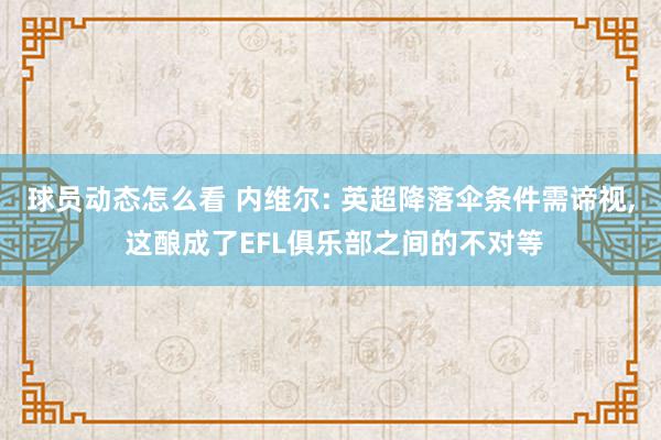 球员动态怎么看 内维尔: 英超降落伞条件需谛视, 这酿成了EFL俱乐部之间的不对等