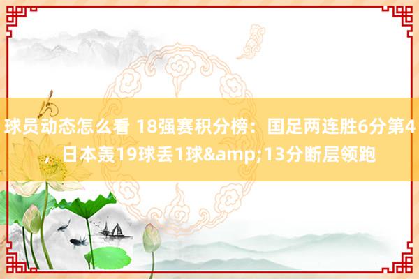 球员动态怎么看 18强赛积分榜：国足两连胜6分第4，日本轰19球丢1球&13分断层领跑