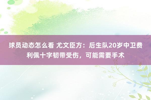 球员动态怎么看 尤文臣方：后生队20岁中卫费利佩十字韧带受伤，可能需要手术