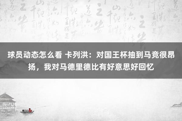 球员动态怎么看 卡列洪：对国王杯抽到马竞很昂扬，我对马德里德比有好意思好回忆