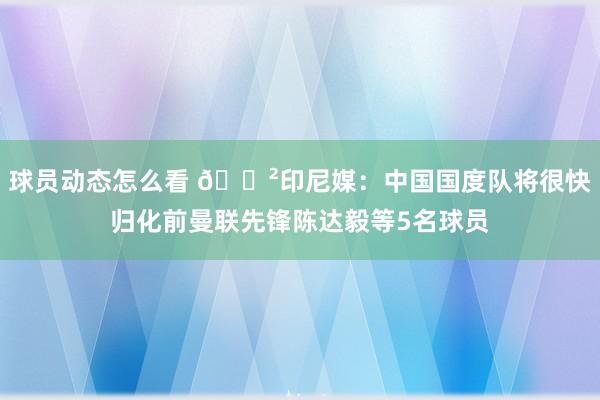 球员动态怎么看 😲印尼媒：中国国度队将很快归化前曼联先锋陈达毅等5名球员