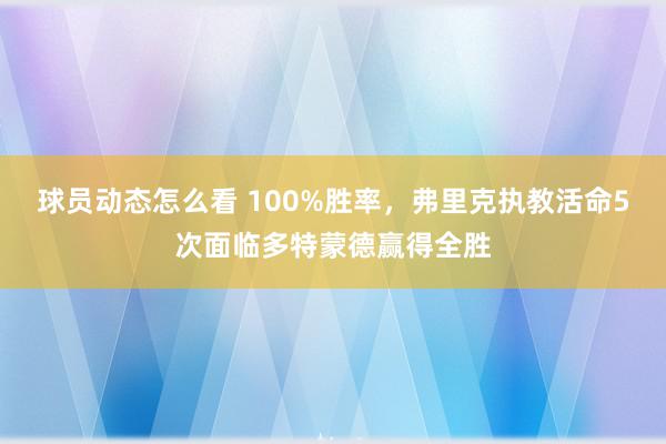 球员动态怎么看 100%胜率，弗里克执教活命5次面临多特蒙德赢得全胜