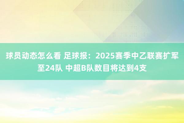 球员动态怎么看 足球报：2025赛季中乙联赛扩军至24队 中超B队数目将达到4支