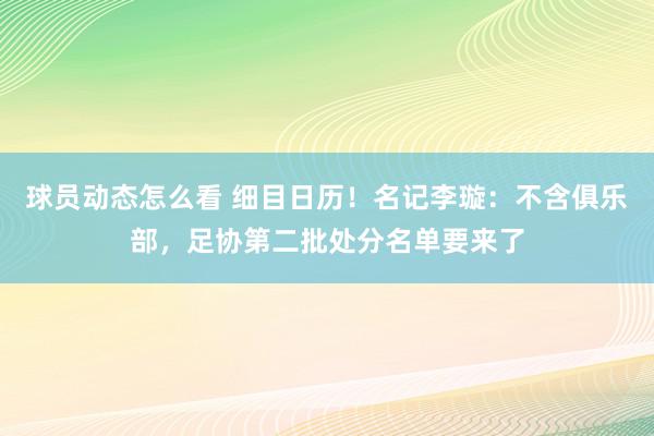 球员动态怎么看 细目日历！名记李璇：不含俱乐部，足协第二批处分名单要来了